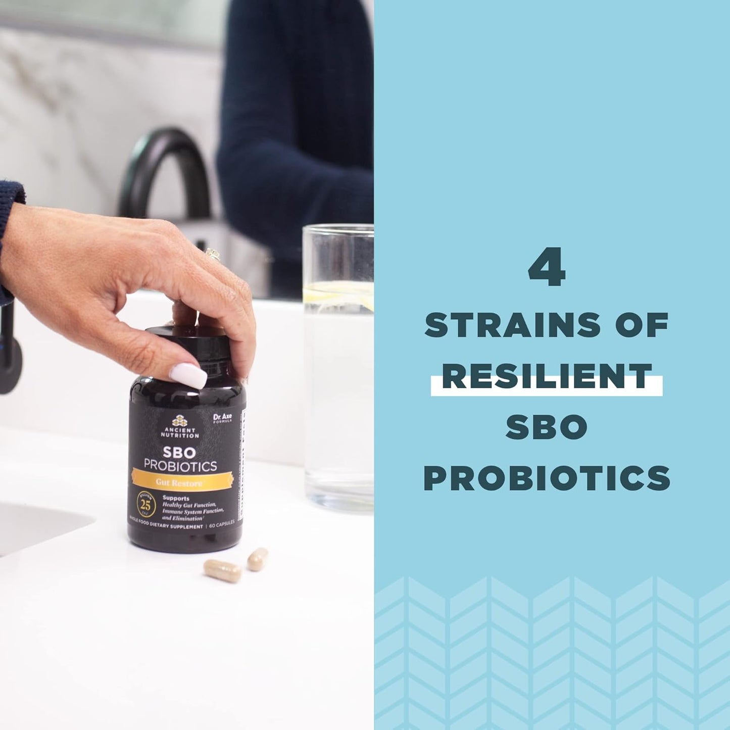 Ancient Nutrition SBO Probiotics Gut Restore Capsules - Gluten Free, Immune Support, 25 Billion CFUs, Ancient Superfoods Blend