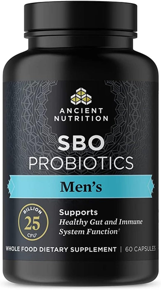 Ancient Nutrition SBO Probiotics Men's 60 Ct - Gut Health & Immune Support, 25 Billion CFUs * - Boosts Muscle Mass & Fat Metabolism