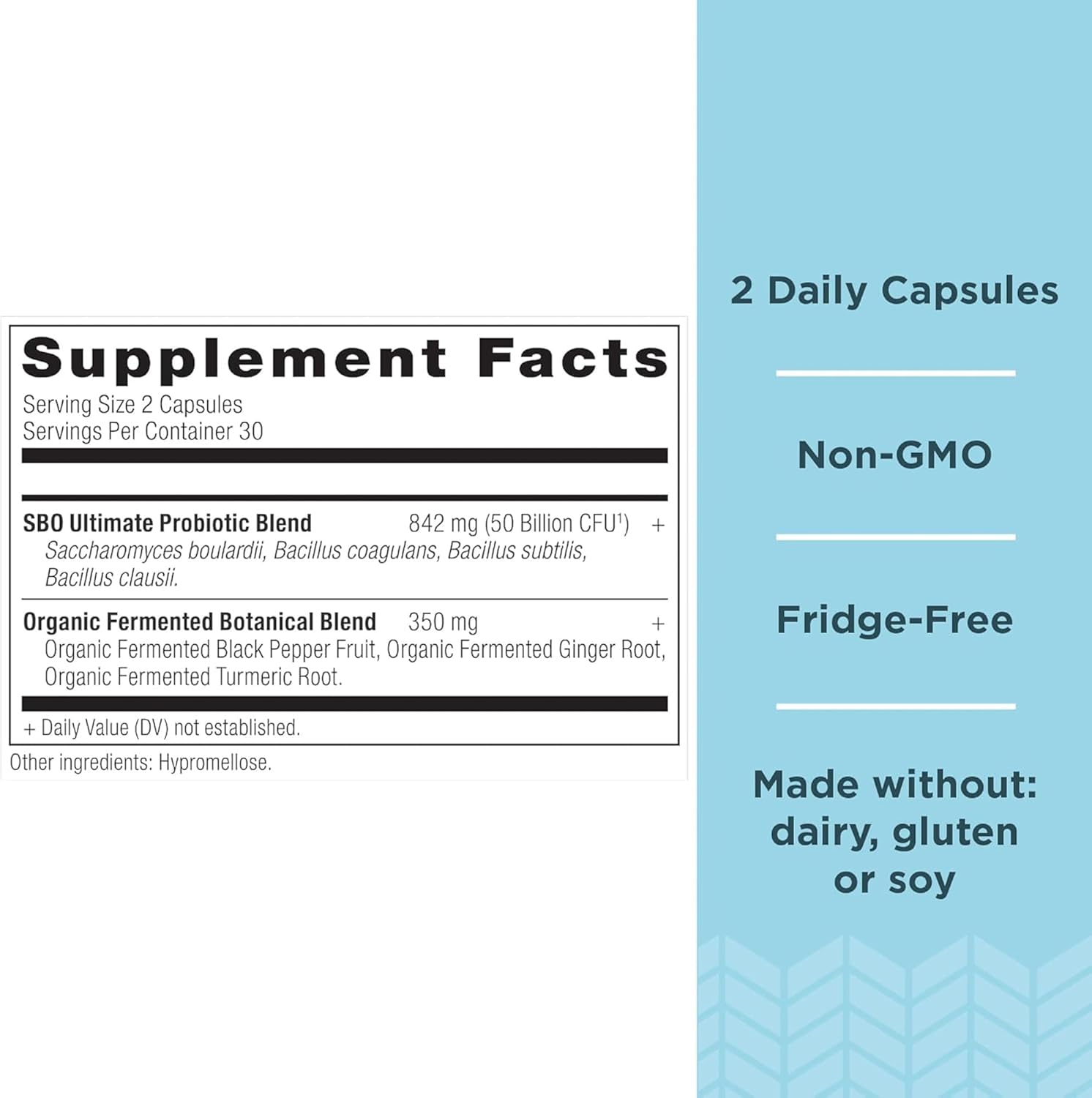 Ancient Nutrition SBO Probiotics Ultimate 50 Billion CFUs, Digestive & Immune Support, Gluten Free, Superfoods Blend - 60 Capsules (2 Pack)