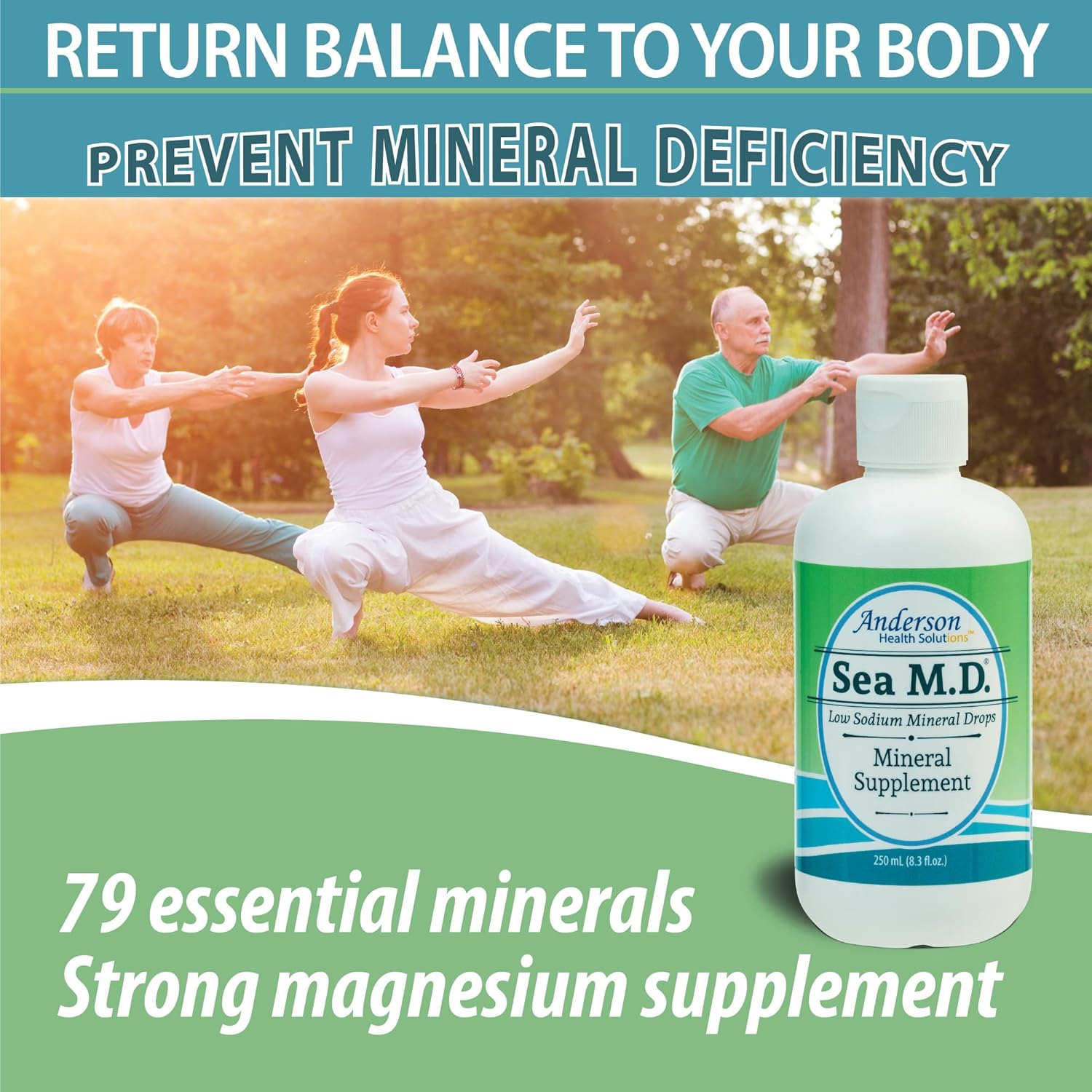 Anderson Sea M.D. Concentrated Trace Mineral Drops - Liquid Magnesium Supplement for Muscle Cramps and Joint Health - Ionic Electrolyte Formula - 8.3 fl oz Bottle with 120 Servings