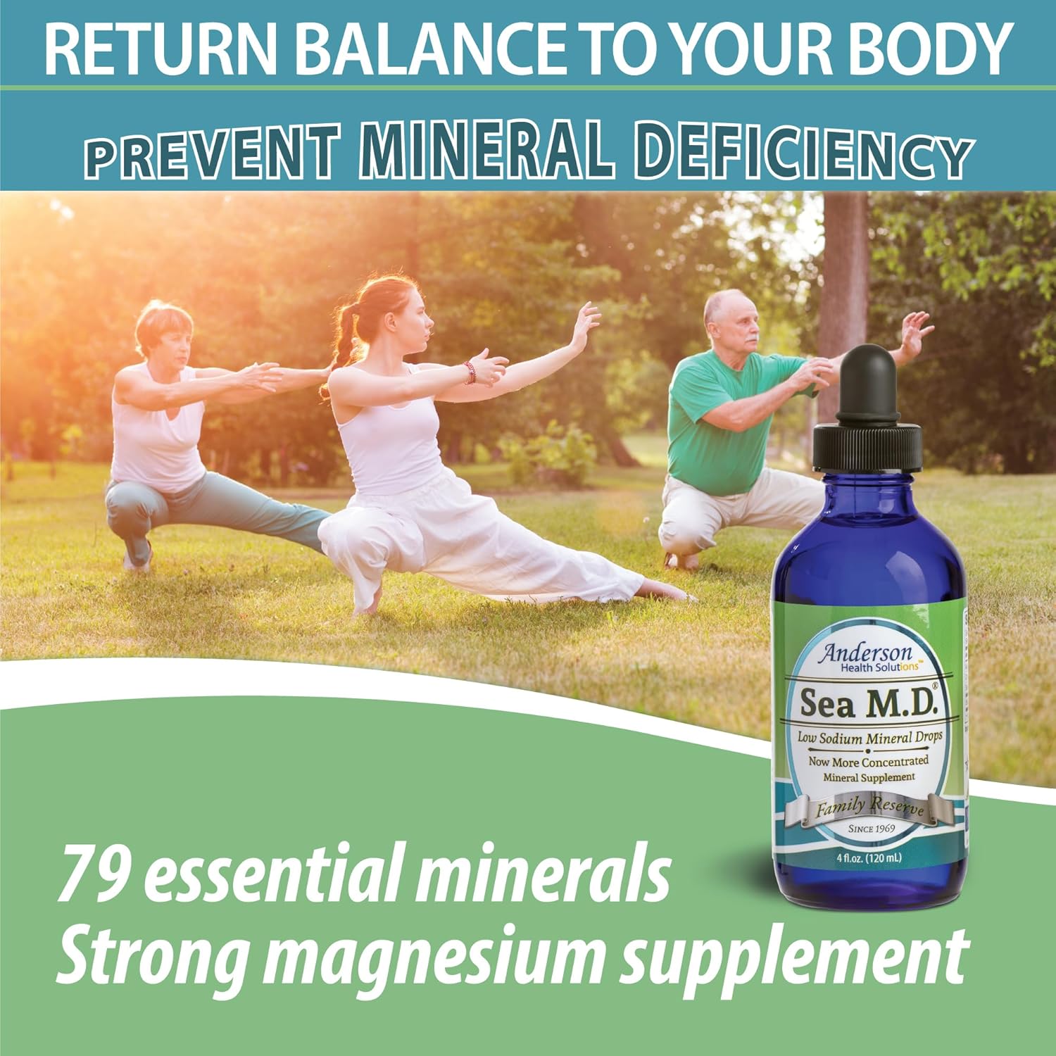 Anderson Sea M.D. Concentrated Trace Mineral Drops - Liquid Magnesium Supplement for Muscle Cramps and Joint Health - 4 fl oz, 60 Servings