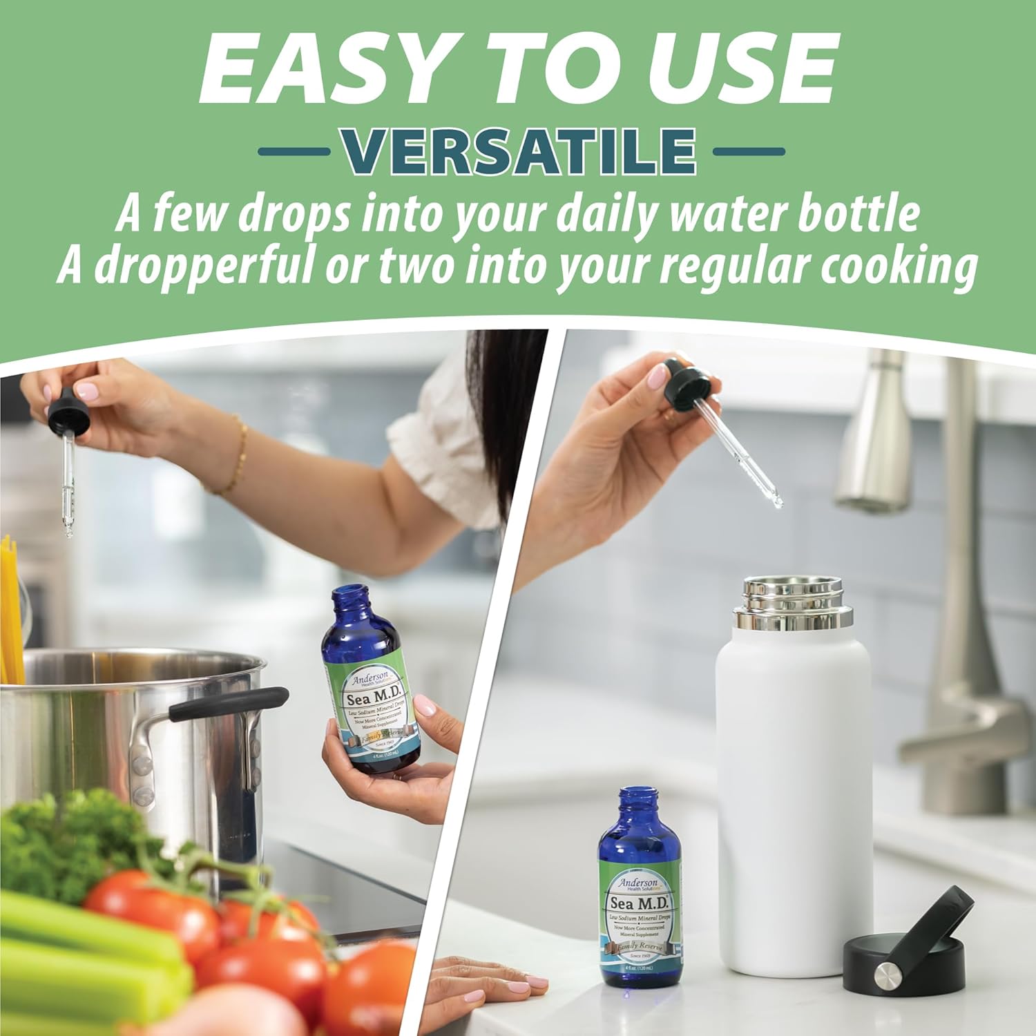 Anderson Sea M.D. Concentrated Trace Mineral Drops - Liquid Magnesium Supplement for Muscle Cramps and Joint Health - Ionic Electrolyte Formula - 8.3 fl oz Bottle with 120 Servings