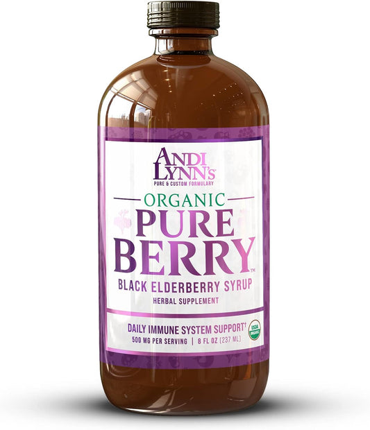 Andi Lynn's Pure Organic Black Elderberry Syrup with Honey - High Potency Immune Support (8oz)
