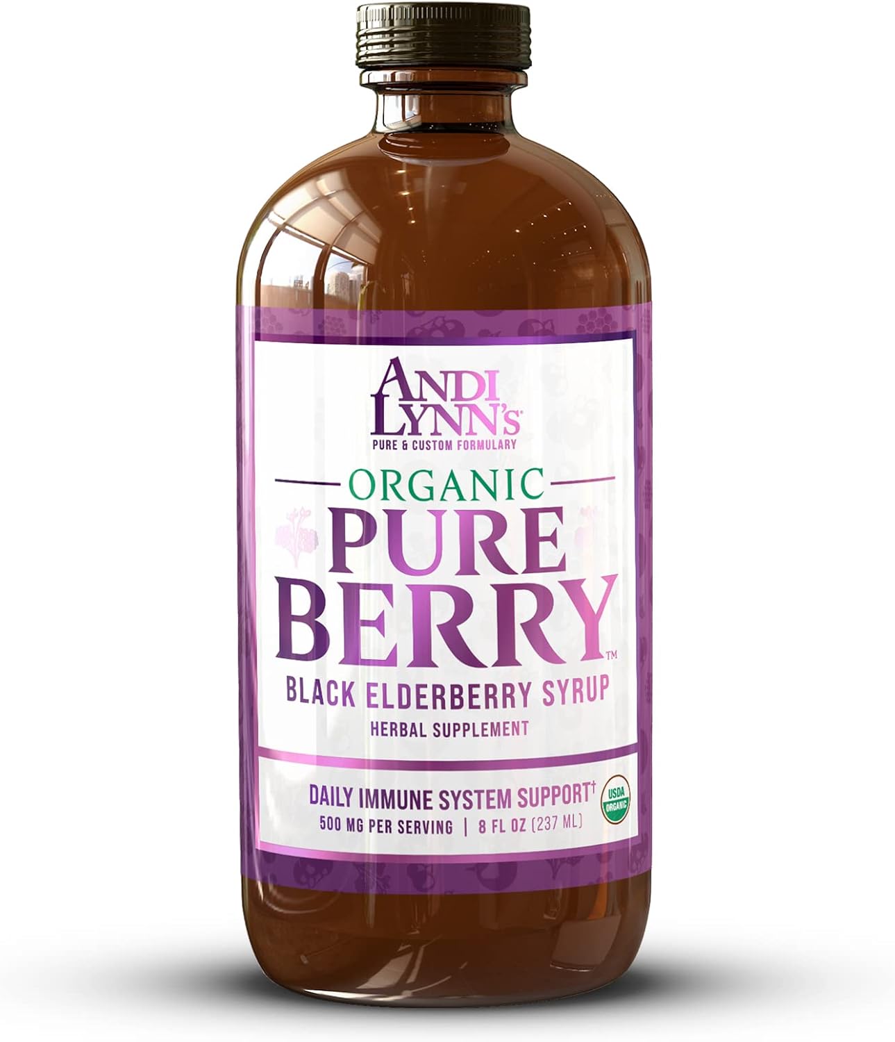 Andi Lynn's Pure Organic Black Elderberry Syrup with Honey - High Potency Immune Support (8oz)