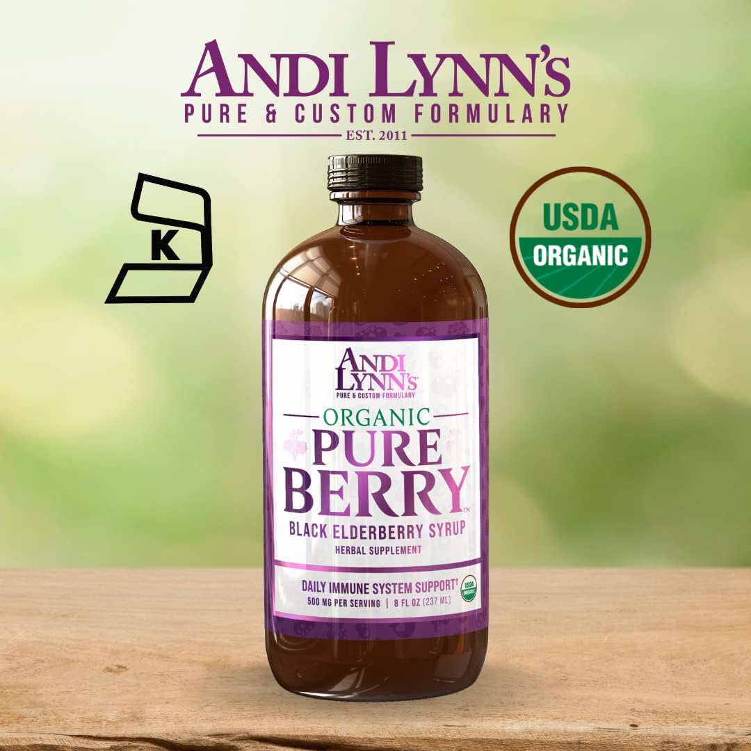 Andi Lynn's Pure Organic Black Elderberry Syrup with Honey - High Potency Immune Support (8oz)
