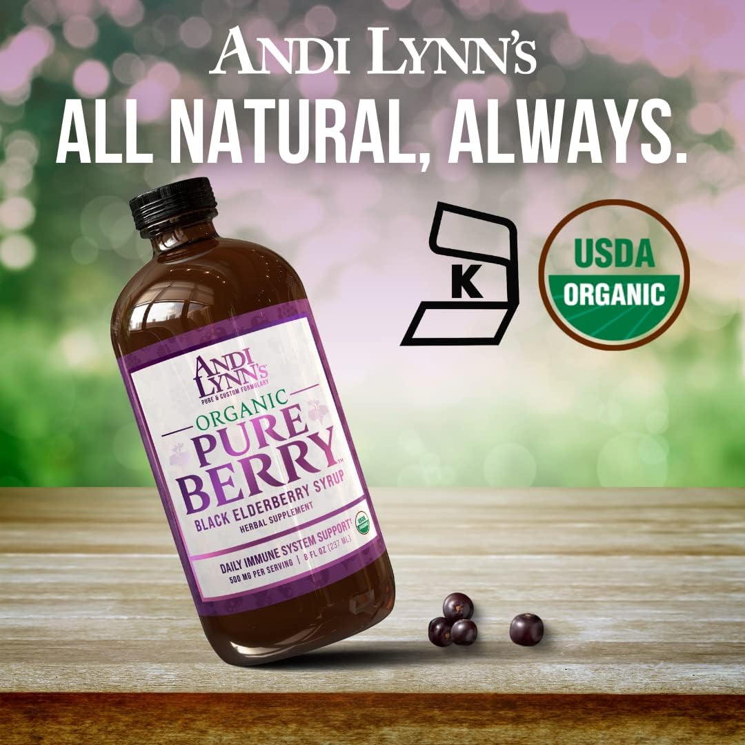 Andi Lynn's Pure Organic Black Elderberry Syrup with Honey - High Potency Immune Support (8oz)