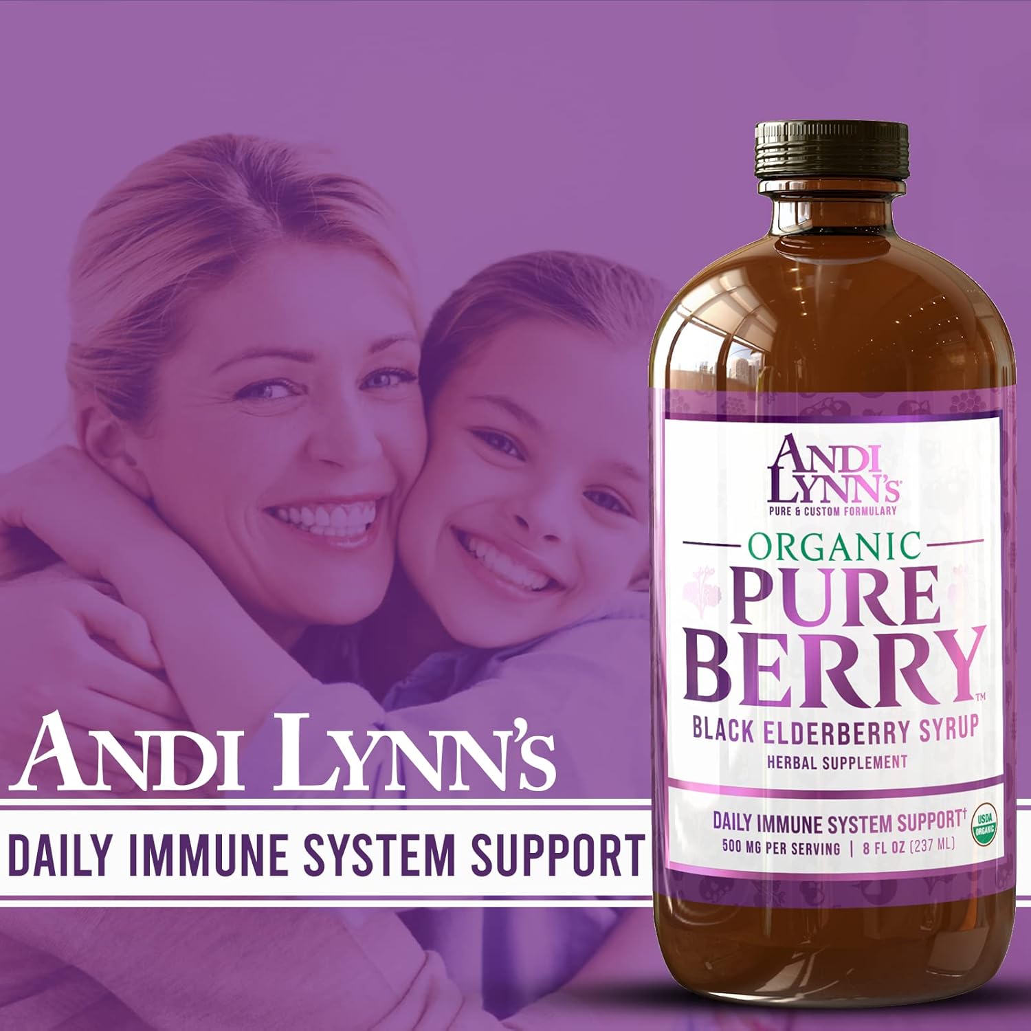 Andi Lynn's Pure Organic Black Elderberry Syrup with Honey - High Potency Immune Support (8oz)