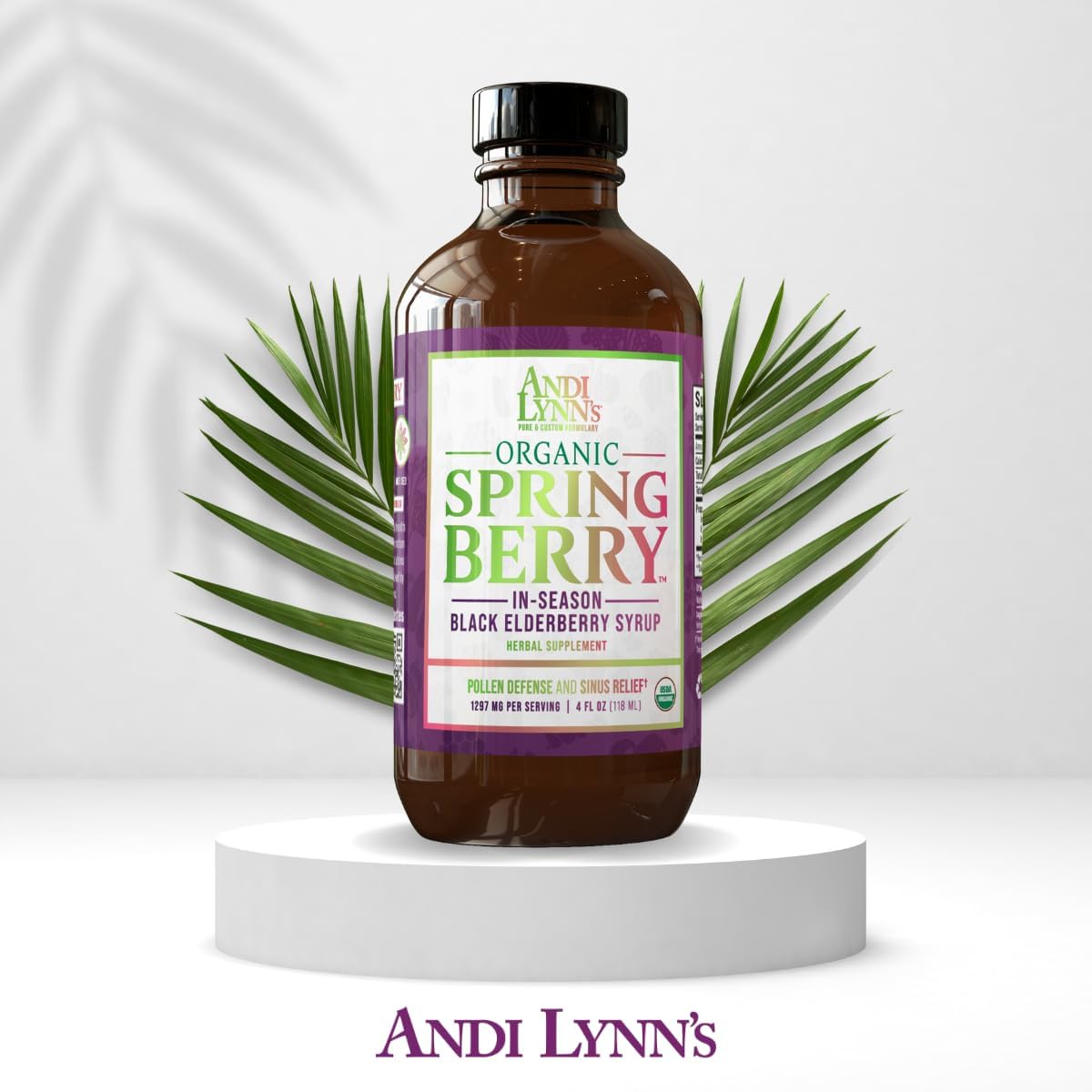 Andi Lynn's SpringBerry Organic Black Elderberry Syrup - Herbal Immune Support for Allergies - 4 oz Bottle