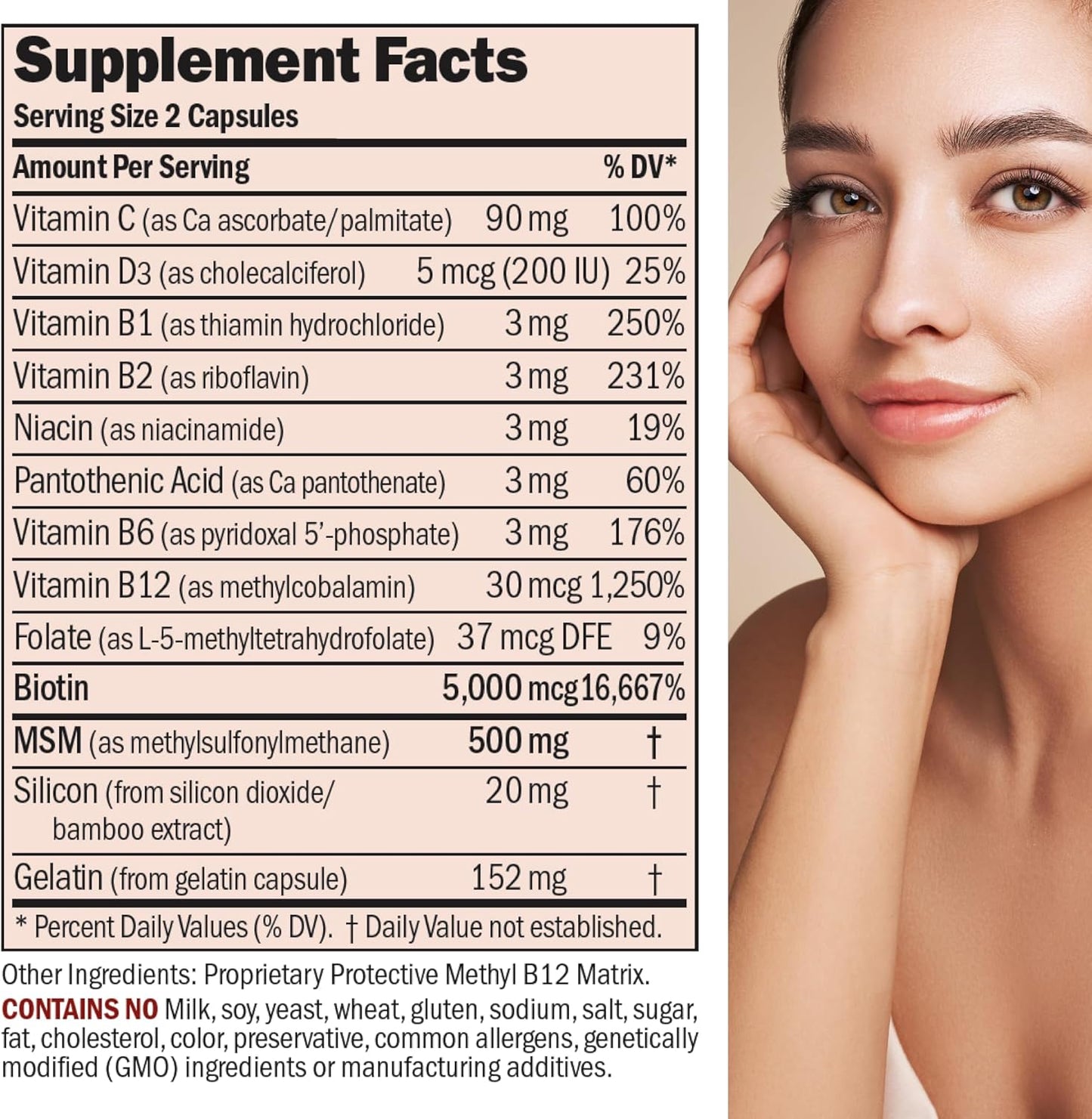 Andrew Lessman 5000 mcg Biotin Capsules for Healthy Hair, Skin & Nails - B-Complex Supplement for Beautiful Skin & Strong Nails