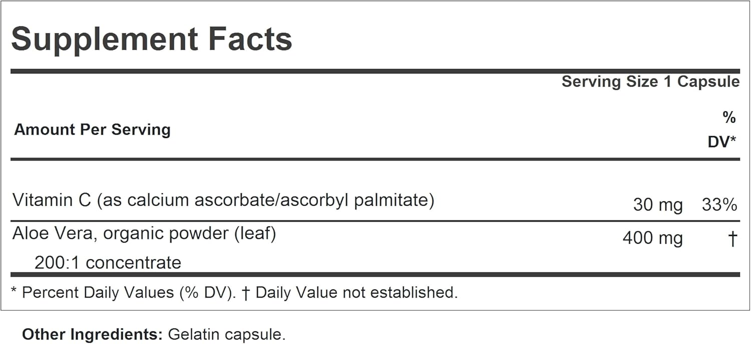 Andrew Lessman Aloe Vera Ultra-Concentrate Capsules - 200:1 Soothing Support for Stomach & Digestive System, 30 Capsules