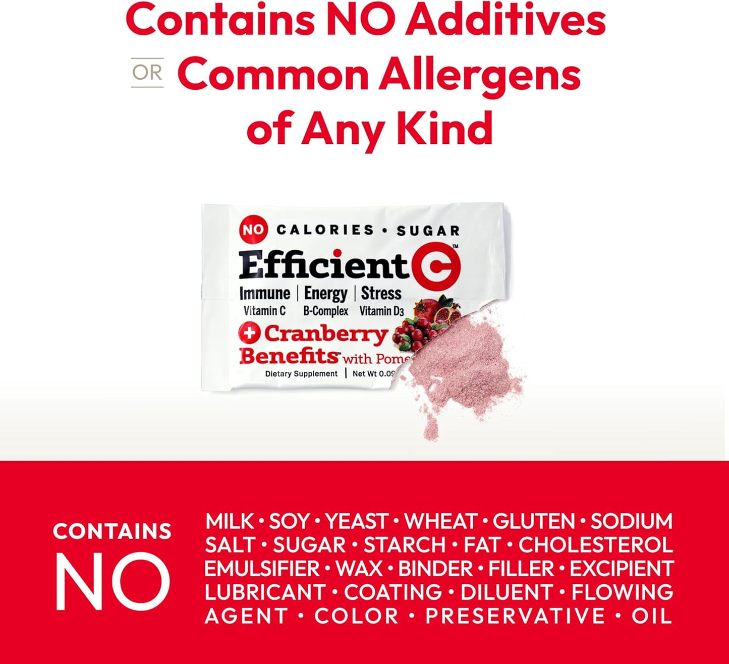 ANDREW LESSMAN Efficient C + Cranberry Benefits - 30 Packets for Immune, Energy, Stress, and Urinary Tract Support - Vitamin C Drink Alternative with Zero Calories, Sugar, and Carbs - Easy to Mix Formula