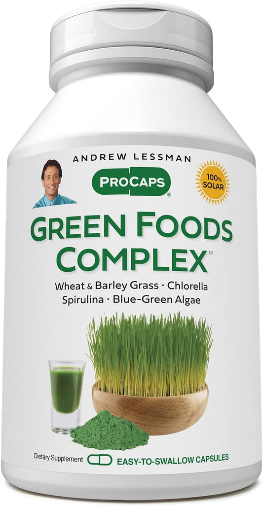 ANDREW LESSMAN Green Foods Complex 360 Capsules - Supports Tissue Growth & Liver Health with Barley Grass, Wheat Grass, Algae & Spirulina