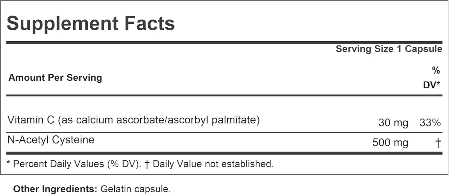 Andrew Lessman NAC-500 N-Acetyl Cysteine Capsules - Powerful Antioxidant for Brain, Heart, Lungs, Liver, Kidneys. Detoxifying Formula with No Additives