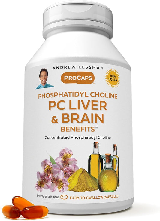 Andrew Lessman PC Liver and Brain Support Softgels - Phosphatidyl Choline for Healthy Liver and Brain Function, Additive-Free, Easy to Swallow, 60 Softgels