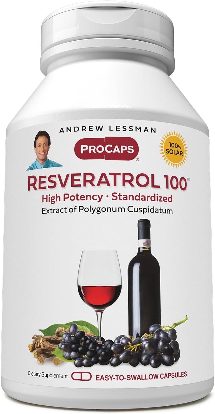 Andrew Lessman Resveratrol-100 Capsules - Alcohol-Free Natural Antioxidant from Red Wine - 30 Count