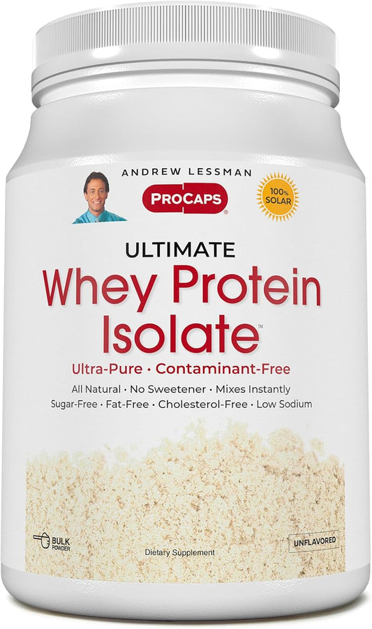 ANDREW LESSMAN Ultimate Whey Protein Isolate - 100 Servings, Supports Workout Recovery and Lean Muscle - Non-GMO, Fat-Free, Sugar-Free, Sweetener-Free, Certified Kosher - No Additives