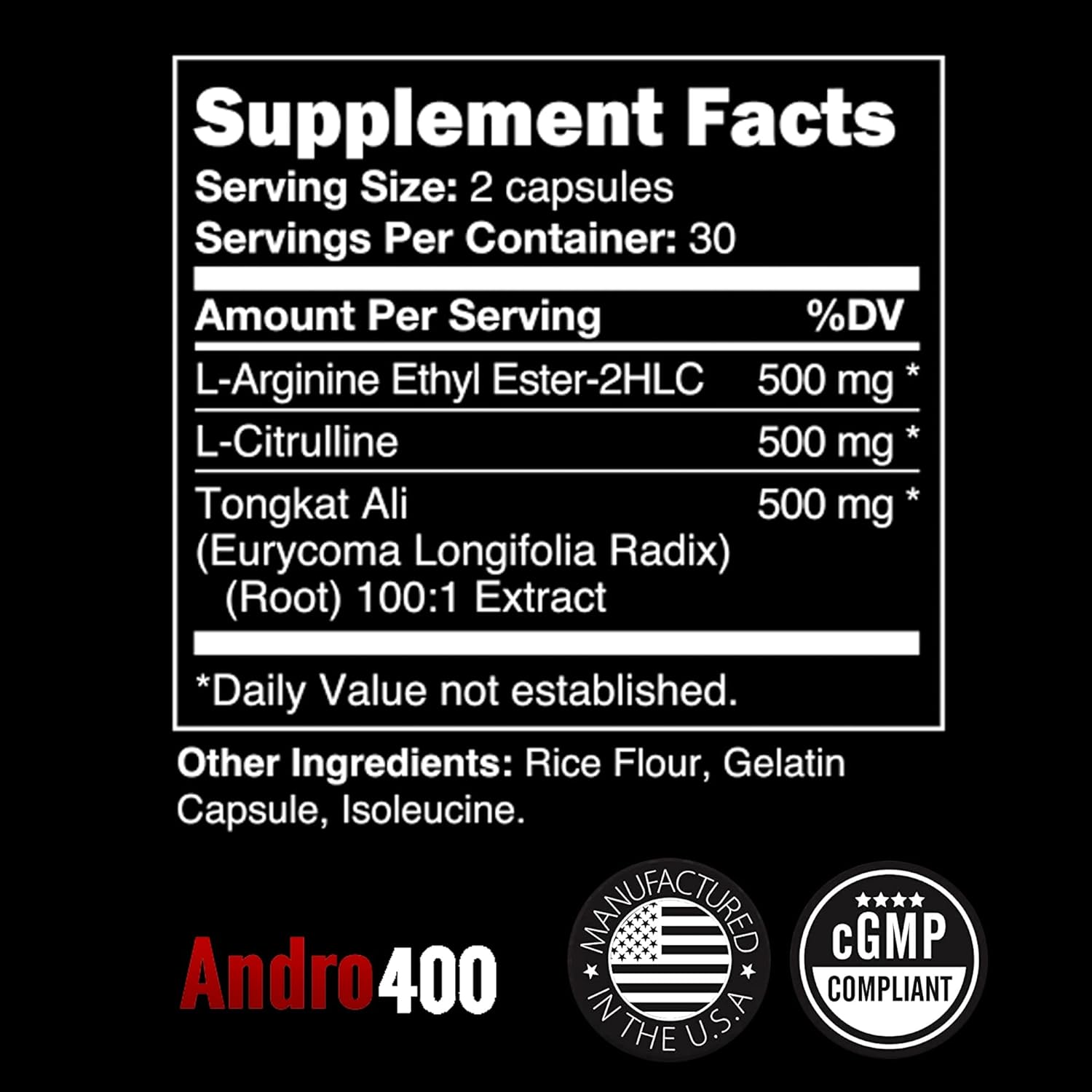 Andro400 Max Tongkat Ali T Support Supplement for Men, 60 Count, Made in USA