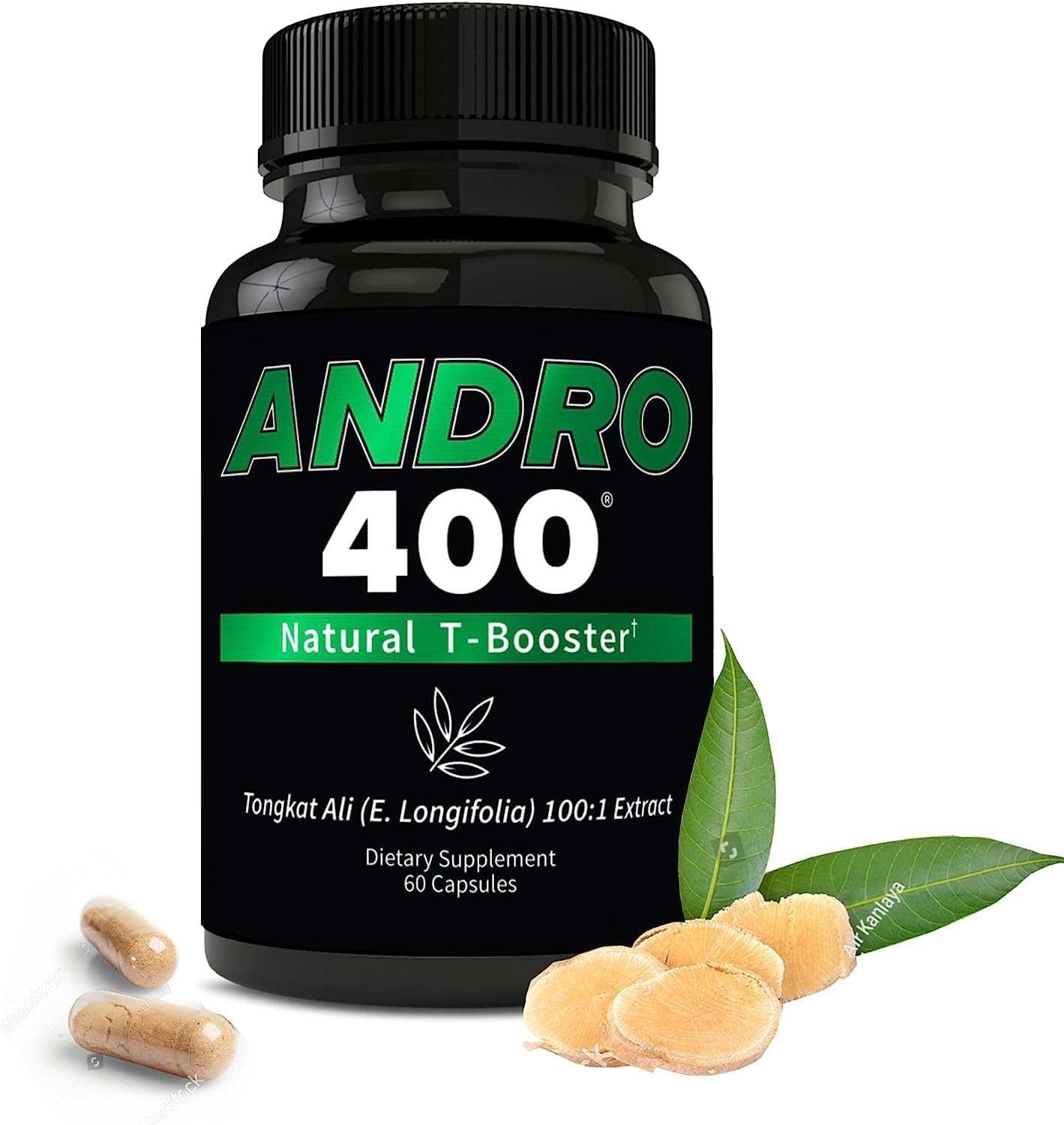 Andro400 Natural Testosterone Support Supplement for Men with Tongkat Ali - 60 Capsules - Made in USA