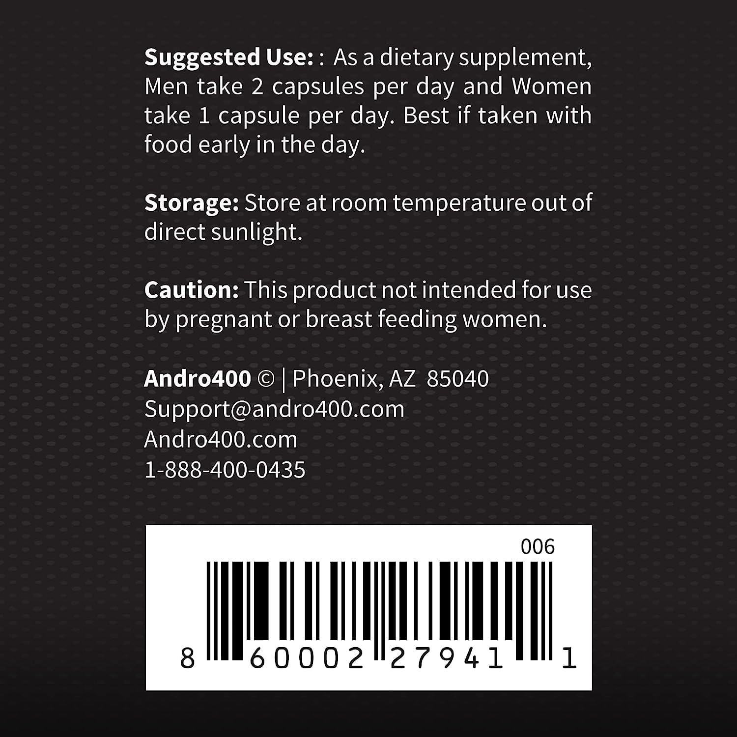 Andro400 Natural Testosterone Support Supplement for Men with Tongkat Ali - 60 Capsules - Made in USA