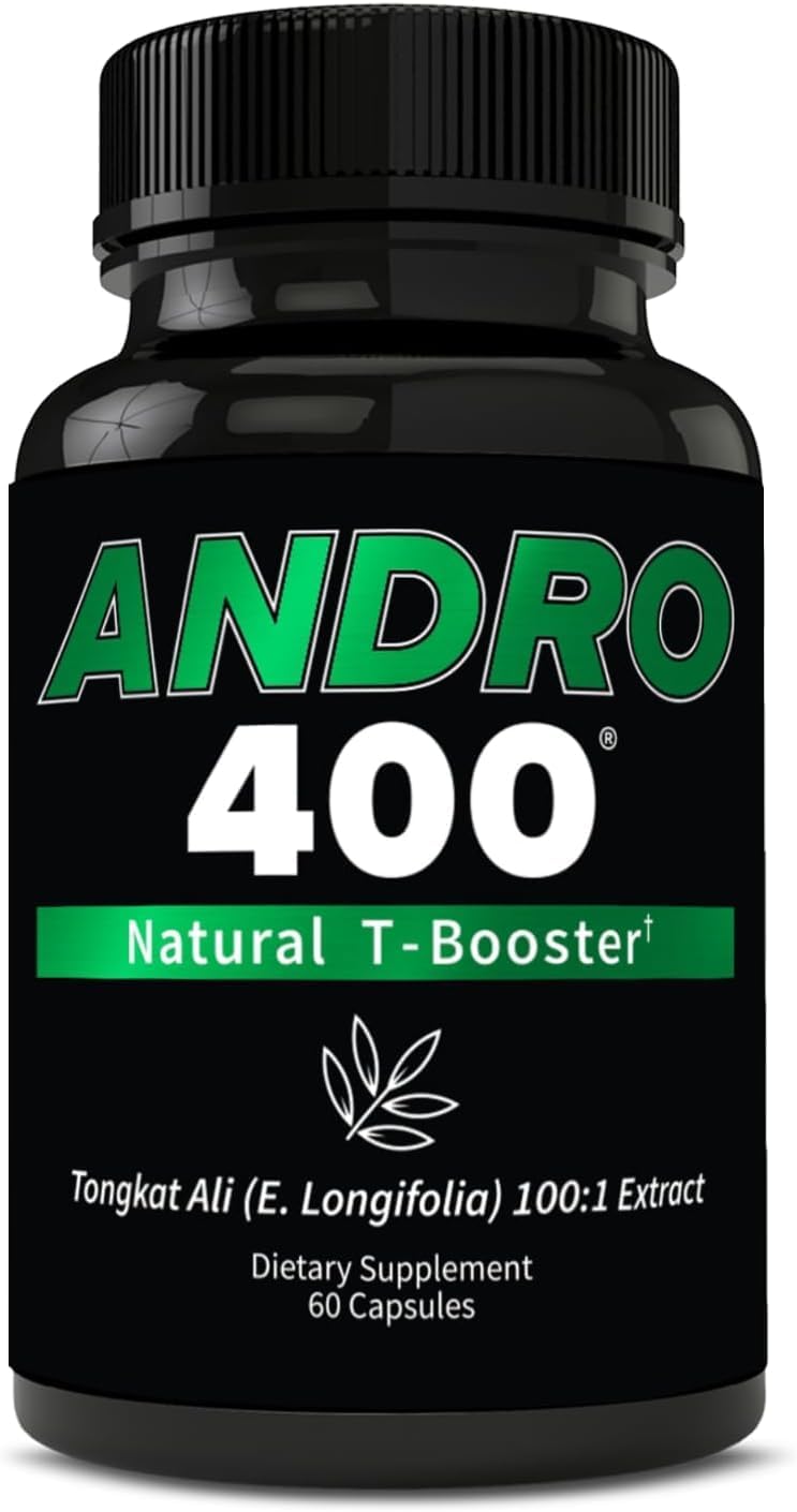 Andro400 Natural Testosterone Support Supplement for Men with Tongkat Ali - 60 Capsules - Made in USA