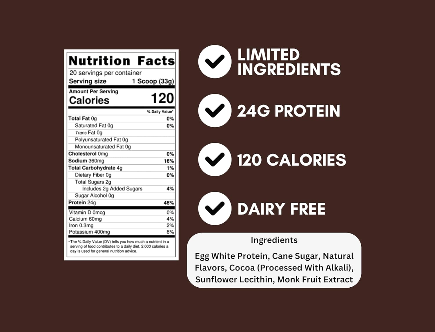 Anea Egg White Protein Powder - Dairy, Gluten, and Fat Free with 25g Protein, Amino Acids, and High Biological Value - Chocolate Flavor - 1.5 Pound Pack