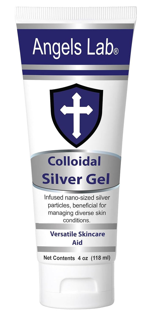Angels Lab Colloidal Silver Gel: Nano Silver Wound Care Ointment for Burns & Irritated Skin - 4oz Formula, Unscented