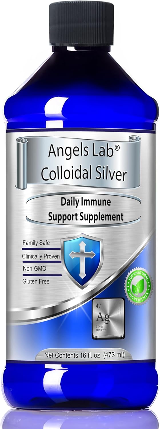Angels Lab Colloidal Silver Immune Support Liquid 16oz - 10 PPM Nano Formula