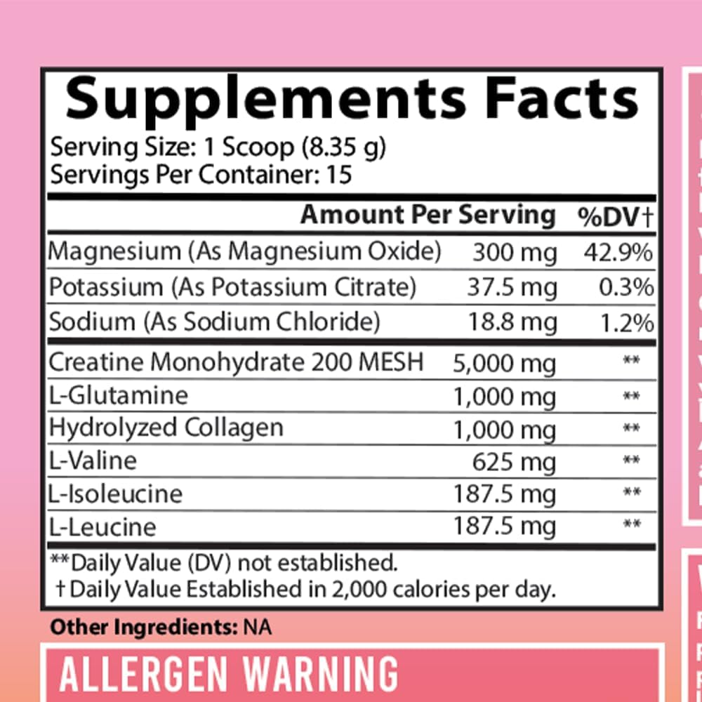 Angry Supplements Women's Glute Builder Creatine Powder with Vegan Collagen, BCAAs & Hydration for Recovery and Muscle Support
