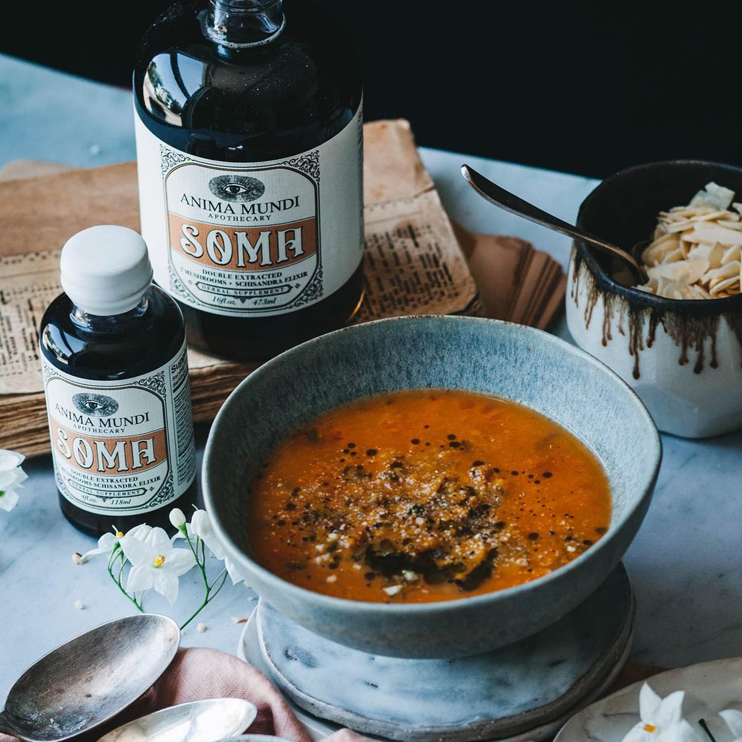 Anima Mundi Apothecary Soma 7 Mushroom Adaptogenic Elixir - Immune Support Tincture with Reishi, Chaga, Lions Mane, and Cordyceps - Vegan Liquid Extract (2oz)