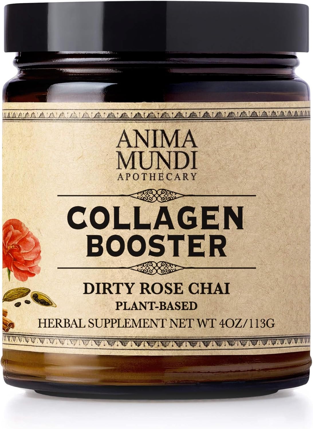 Anima Mundi Apothecary Vegan Collagen Booster Powder, Vanilla Rose Chai Spice - Beauty Supplement for Skin, Hair & Nails - Easy Mix (4oz)