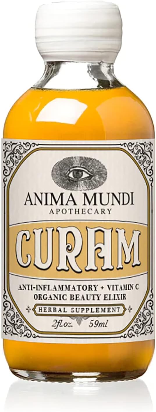 Anima Mundi Curam Organic Beauty Elixir with Turmeric Root Extract - Liquid Adaptogenic Herbal Tincture for Tea, Coffee, Smoothies - 2oz Bottle