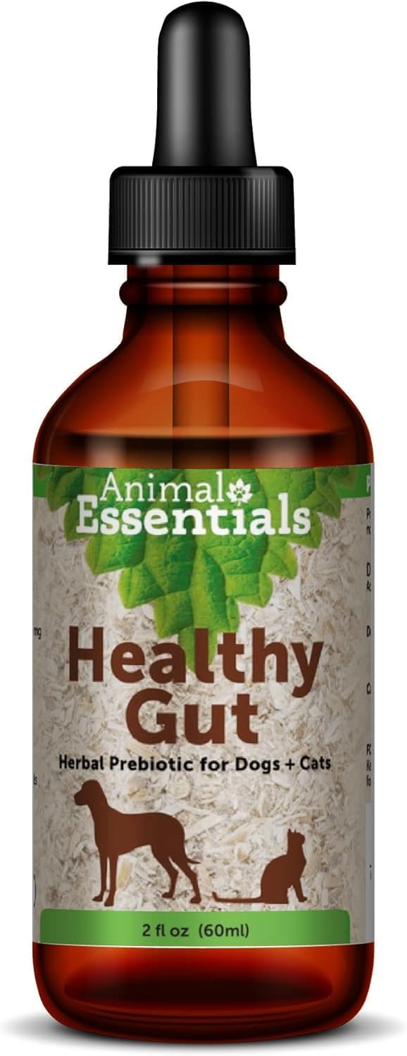 Animal Essentials Healthy Gut Herbal Prebiotic for Dogs & Cats - Gut Health Blend with Organic Human Grade Herbs - Veterinarian Recommended Liquid Tonic - 2 Fl Oz