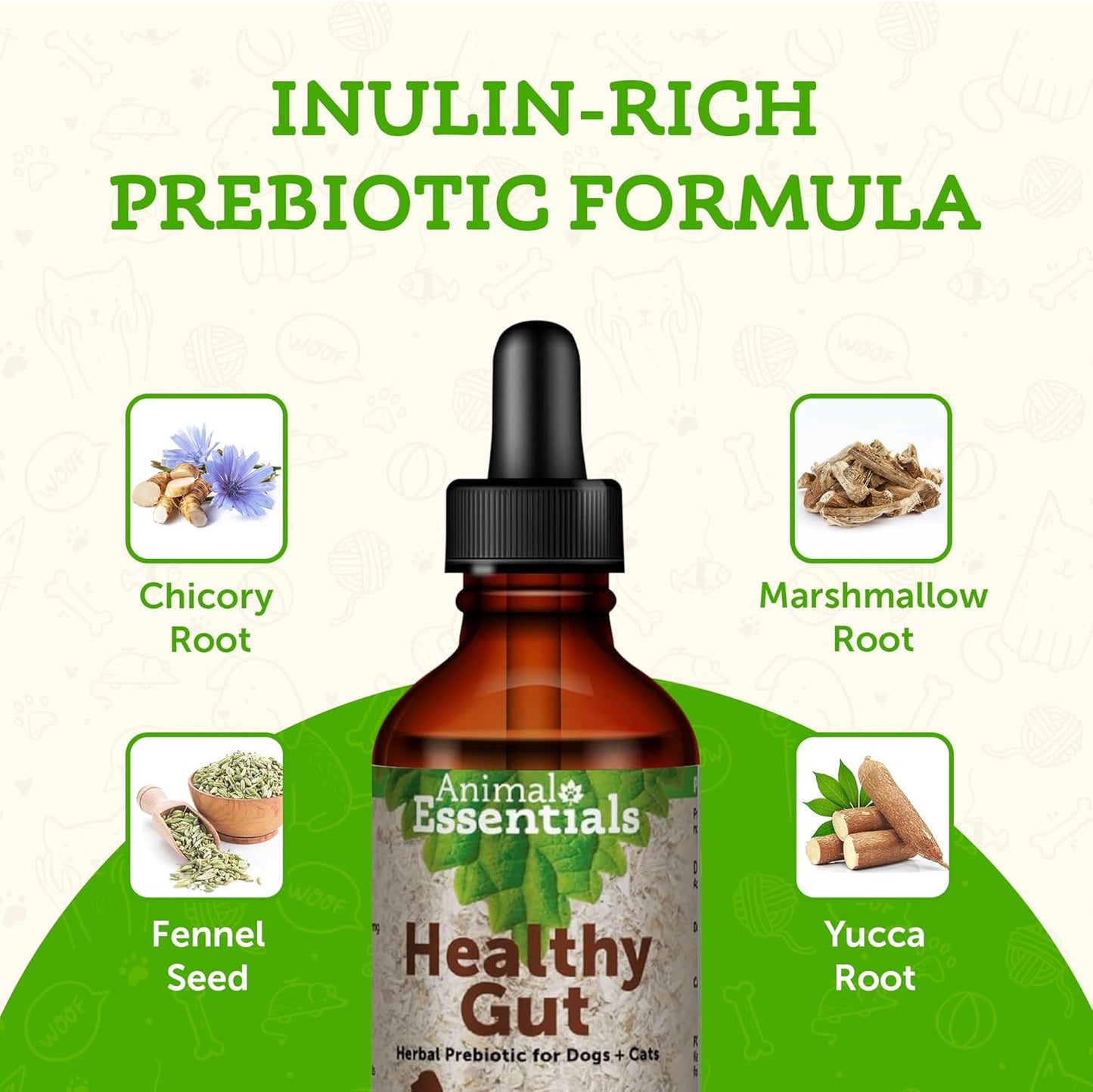 Animal Essentials Healthy Gut Herbal Prebiotic for Dogs & Cats - Gut Health Blend with Organic Human Grade Herbs - Veterinarian Recommended Liquid Tonic - 2 Fl Oz