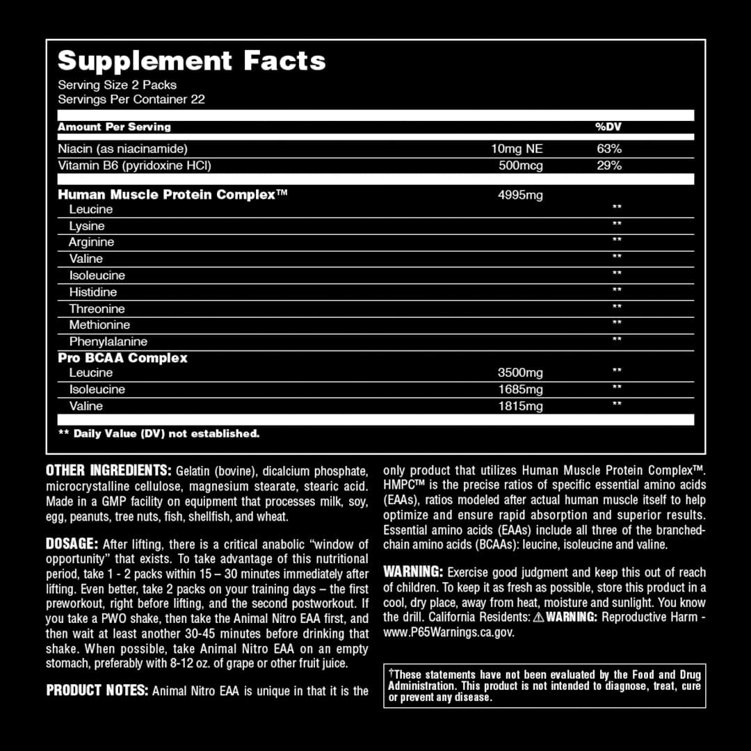 Animal Nitro Amino Acids and BCAA Greens with Chlorophyll for Immune Support - 44 Packs