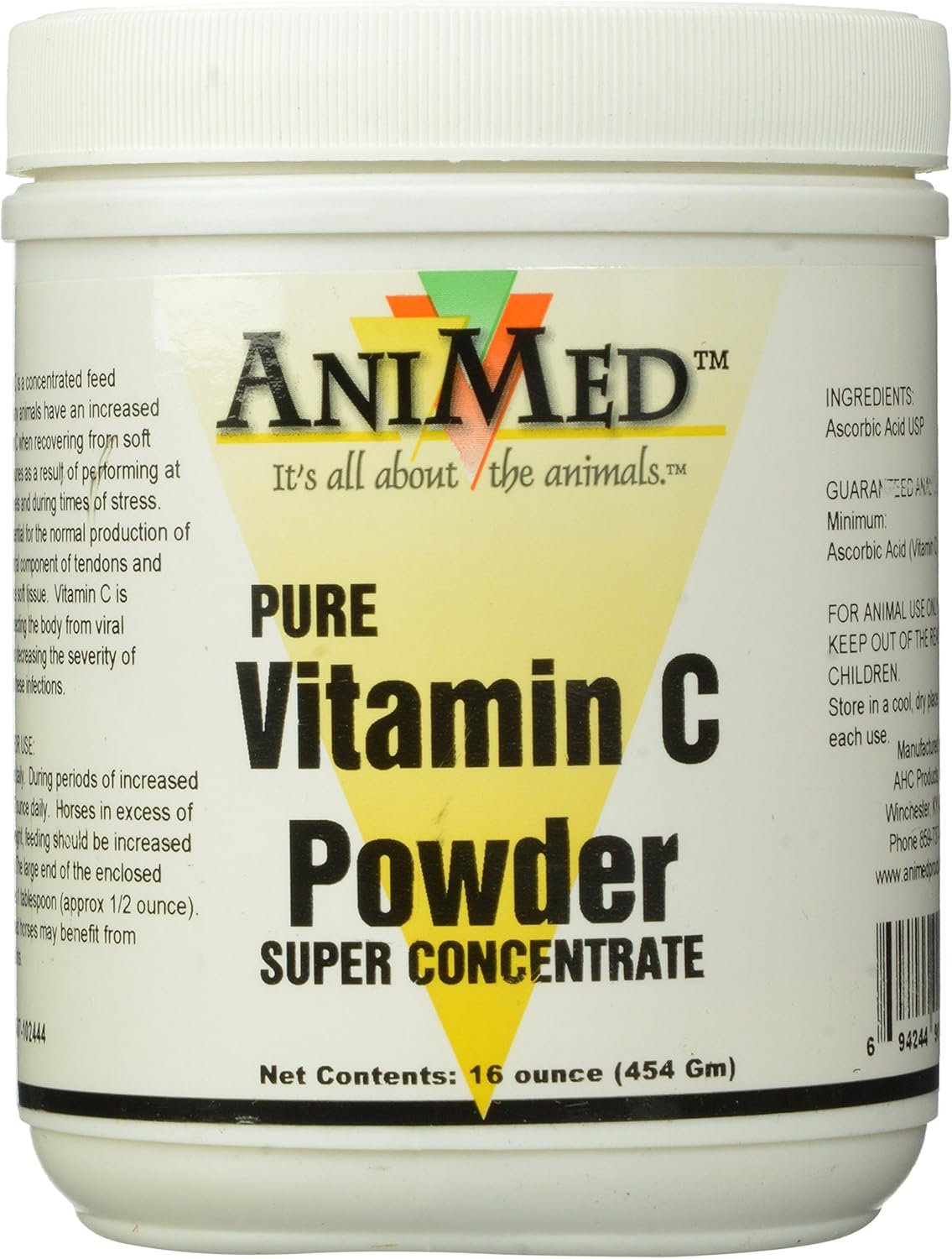 AniMed Vitamin C Pure Powder Supplement 1 Pound Jar - 90180