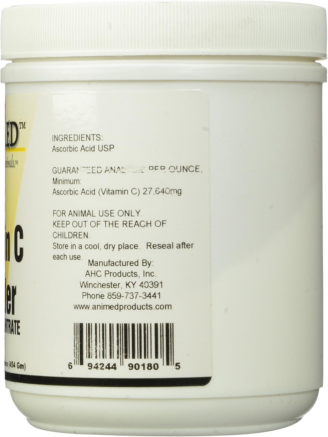 AniMed Vitamin C Pure Powder Supplement 1 Pound Jar - 90180