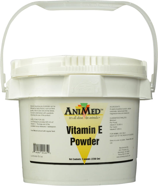 AniMed Vitamin E Powder 5lb - High Potency 1250 IU/OZ Formula for Horse Health