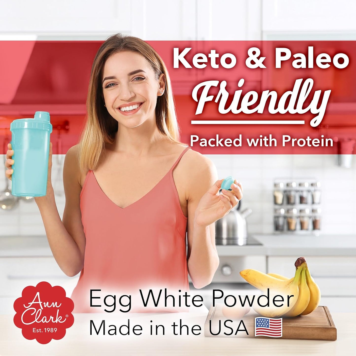 Ann Clark All Natural 100% Egg White Protein Powder - 2 Lbs, Made in USA by Ann Clark Cookie Cutters