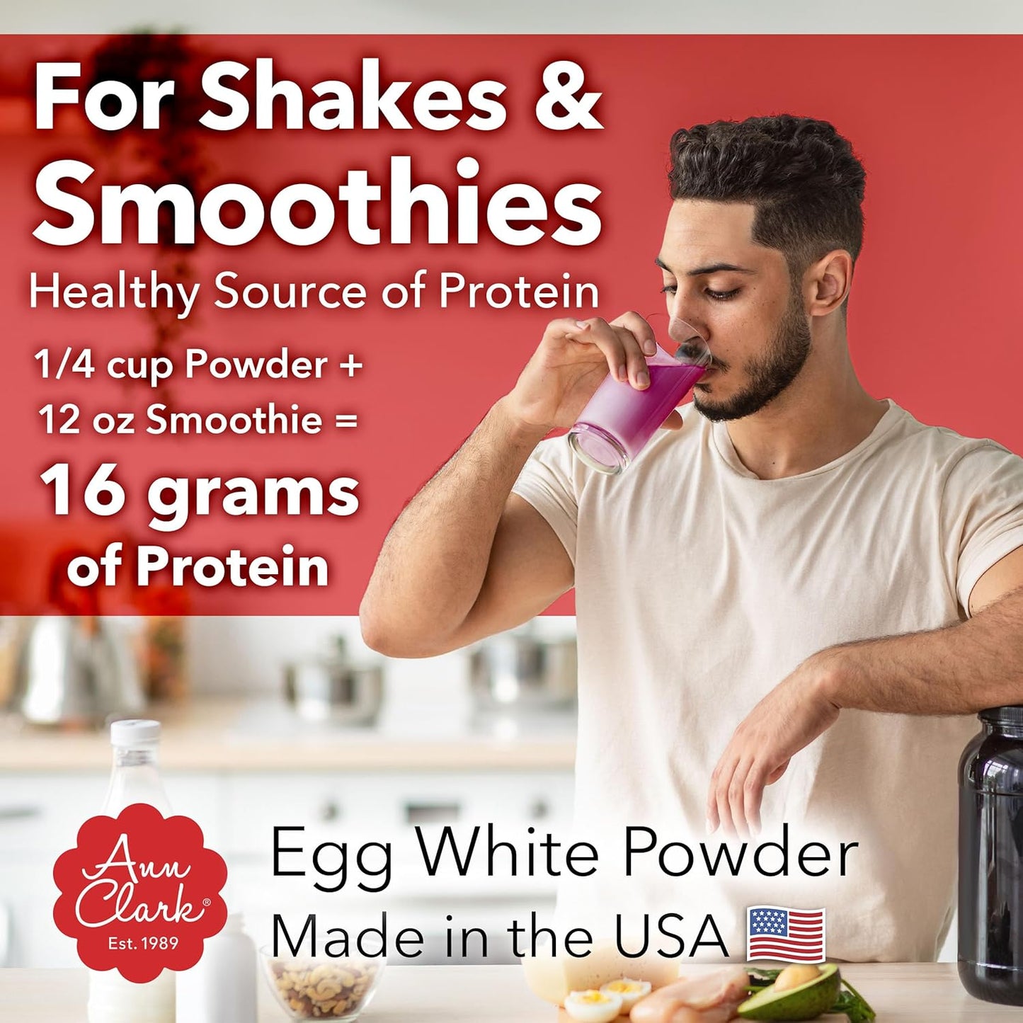 Ann Clark All Natural 100% Egg White Protein Powder - 2 Lbs, Made in USA by Ann Clark Cookie Cutters