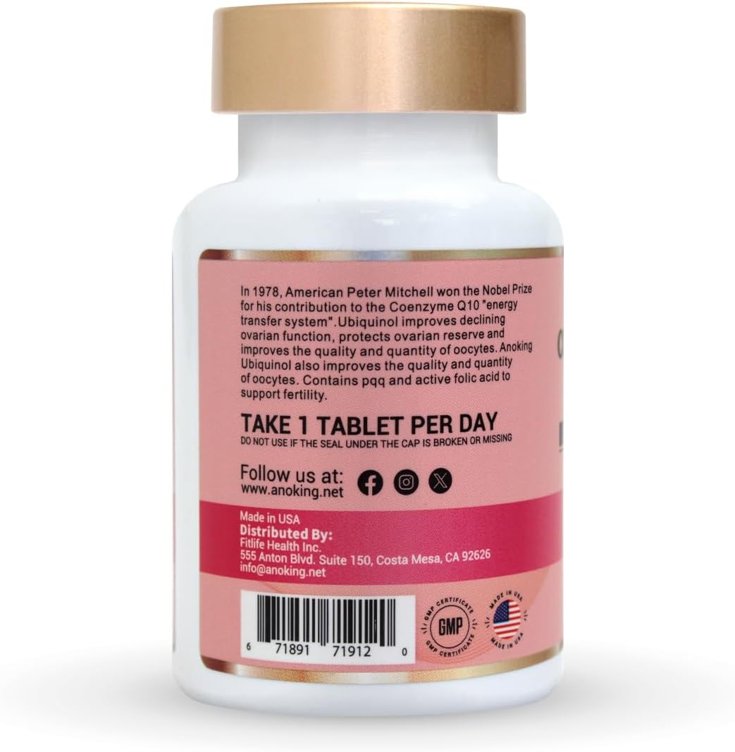 ANOKING Preconception Tablets - 30 Count | Supports Egg Health and Fertility with Ubiquinol, PQQ, Folate, and Vitamin E | Boosts Energy Metabolism and Antioxidant Protection for Preconception Success