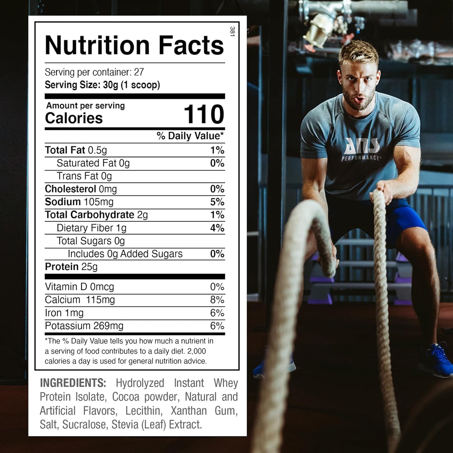 ANS Performance Hydrolyzed Whey Isolate Protein with BCAAs - 25g Protein, Milk Chocolate Flavor - Gluten Free, Lactose Free, Peanut Free - 1.8 lb