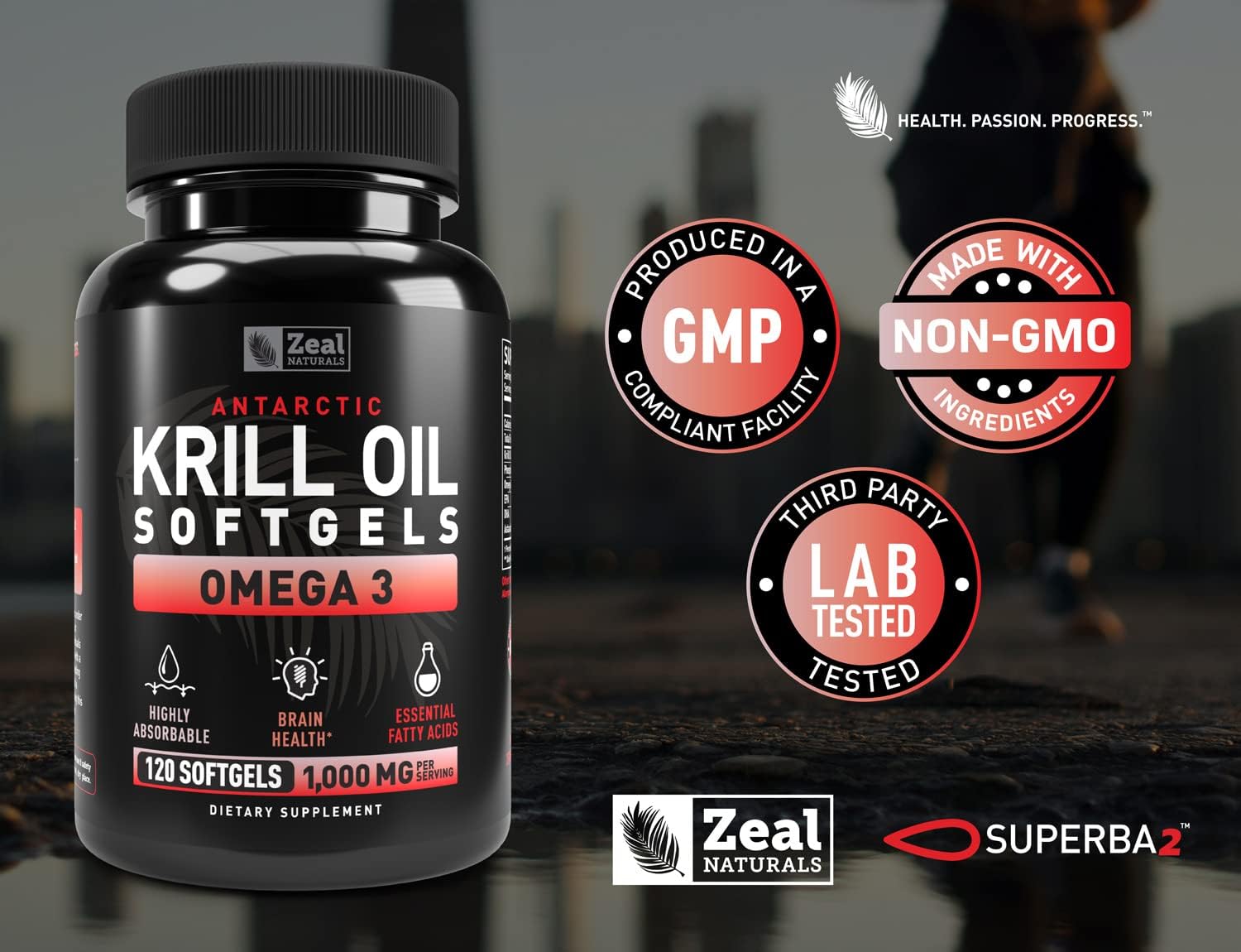 Antarctic Krill Oil 1000mg Softgels with EPA, DHA & Astaxanthin - Omega 3 Supplement for Joint, Brain, Heart Support