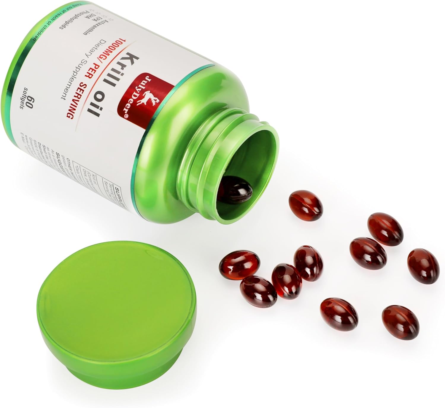 Antarctic Krill Oil 1000mg Softgels with Omega-3s for Joints, Heart, Brain, Immunity - 60 Capsules, No Fishy Aftertaste