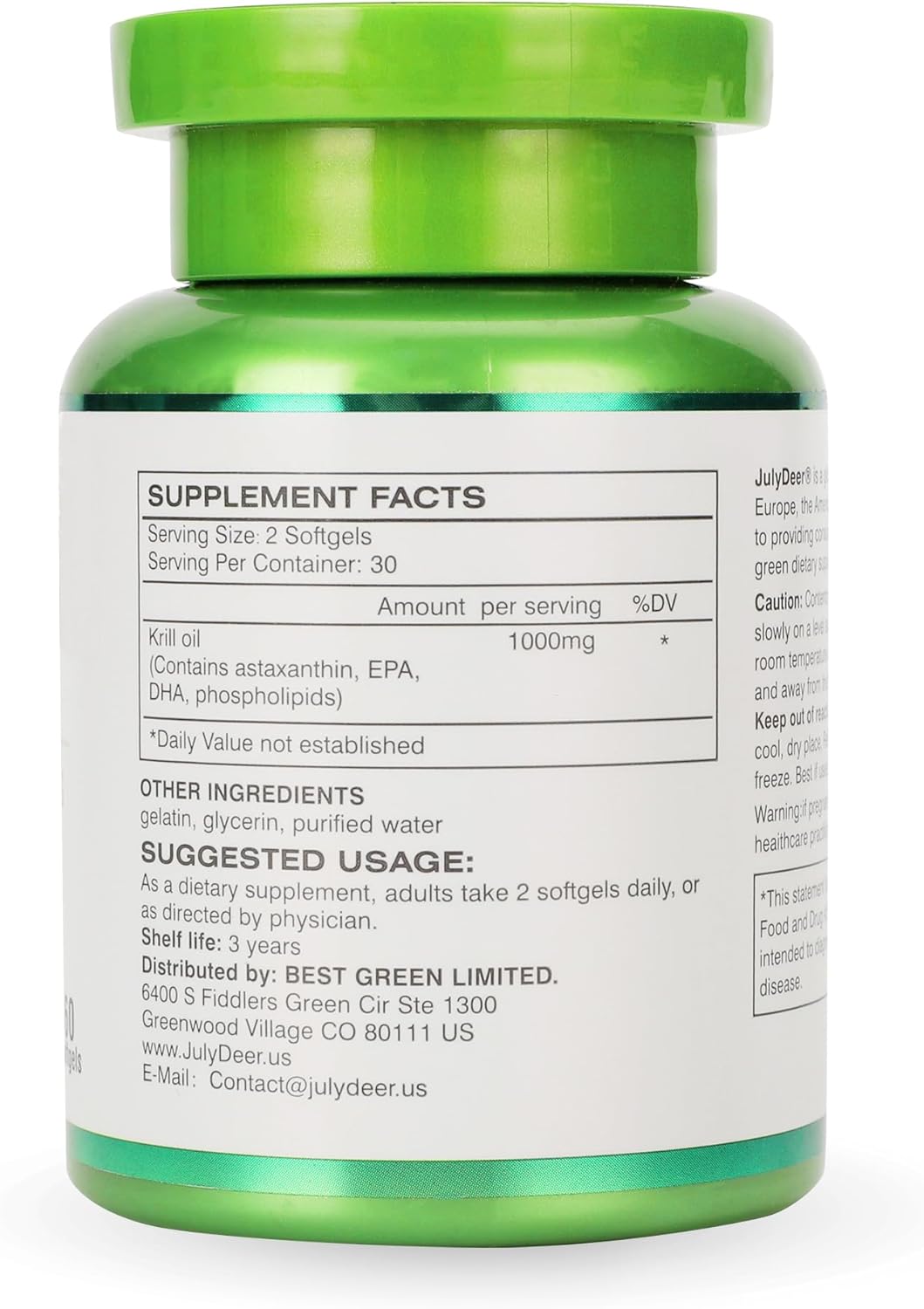 Antarctic Krill Oil 1000mg Softgels with Omega-3s for Joints, Heart, Brain, Immunity - 60 Capsules, No Fishy Aftertaste