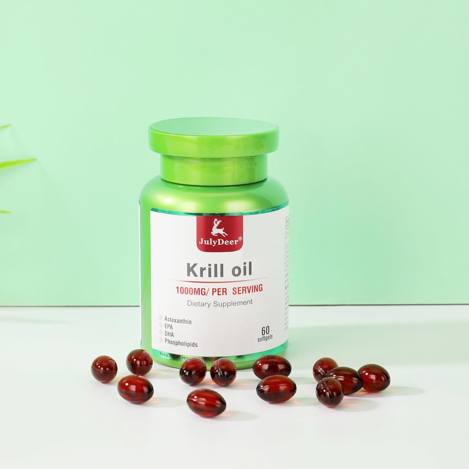 Antarctic Krill Oil 1000mg Softgels with Omega-3s for Joints, Heart, Brain, Immunity - 60 Capsules, No Fishy Aftertaste