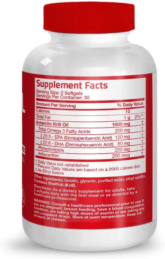 Antarctic Krill Oil 1000mg with Omega-3s EPA DHA + Bronson Probiotic 50 Billion CFU & Prebiotic - Apple Polyphenols & Pineapple Fruit Extrac
