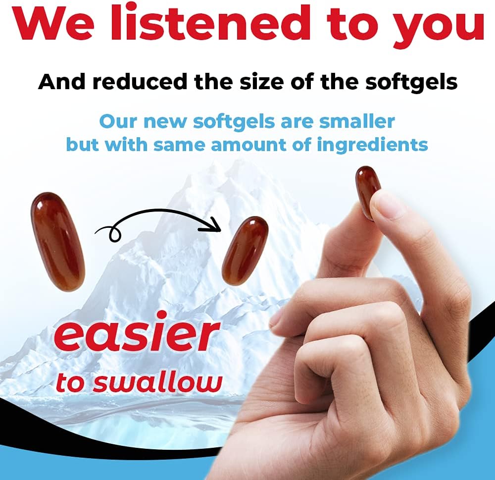 Antarctic Krill Oil 1600mg with Astaxanthin - Support Healthy Joints, Hair, and Skin - 800mg Softgels