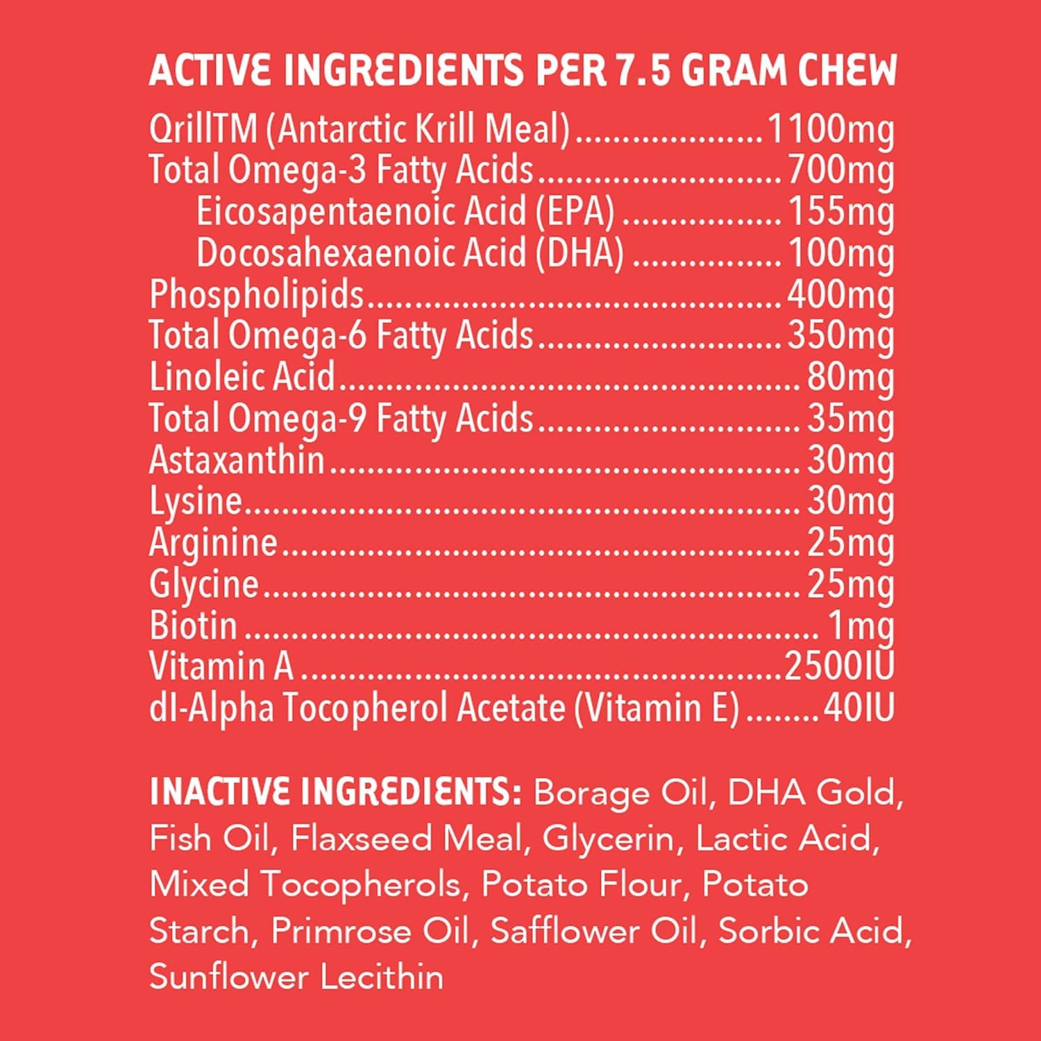 Antarctic Krill Oil Omega 3-6-9 Skin & Coat Supplement for Dogs - Allergy Relief Chews, 120 Count