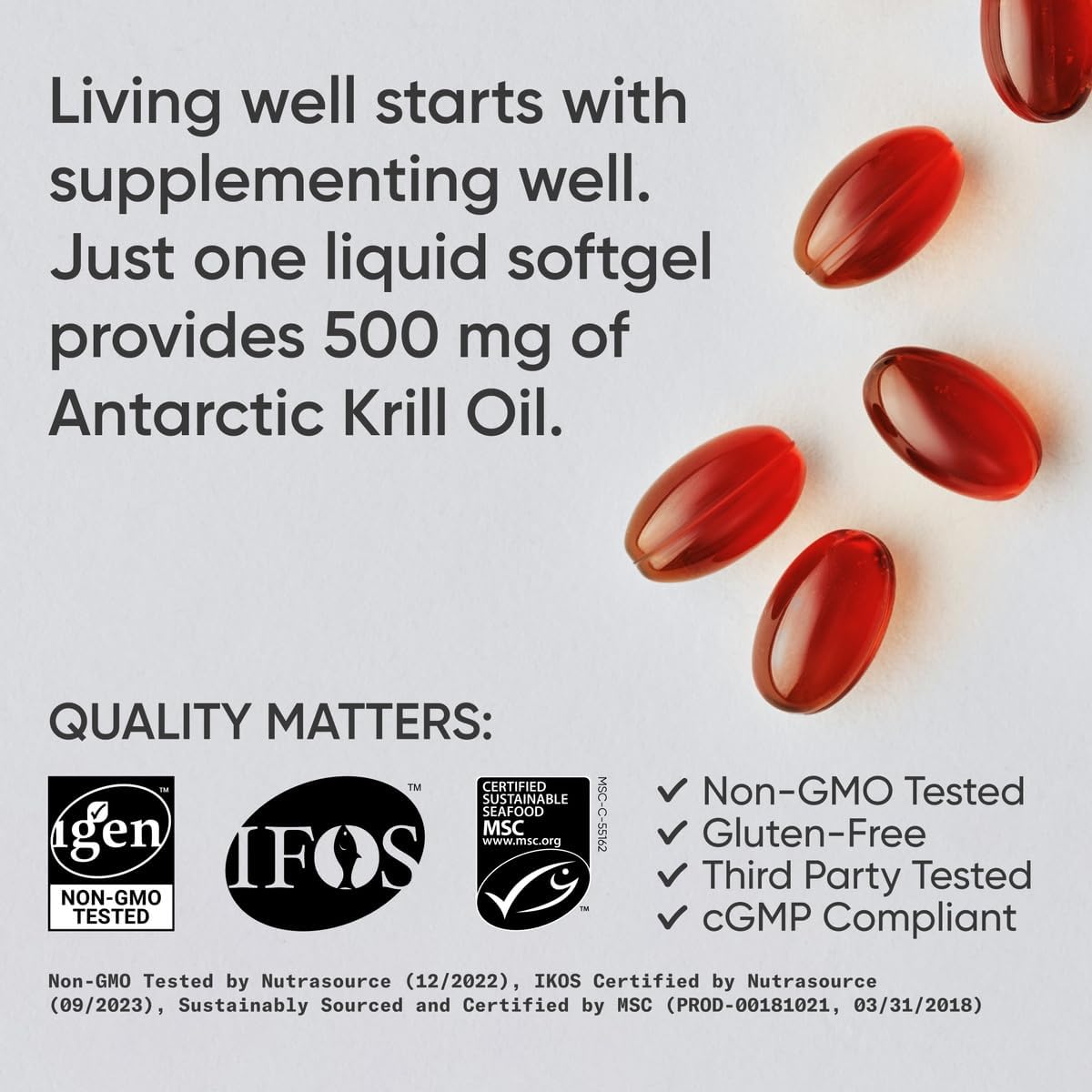 Antarctic Krill Oil Omega 3 Mini-Softgels 500mg with Phospholipids, Choline, Astaxanthin - Triple Strength Burpless Fish Oil 1250mg - Electrolyte Hydrates with Multi-Flavors