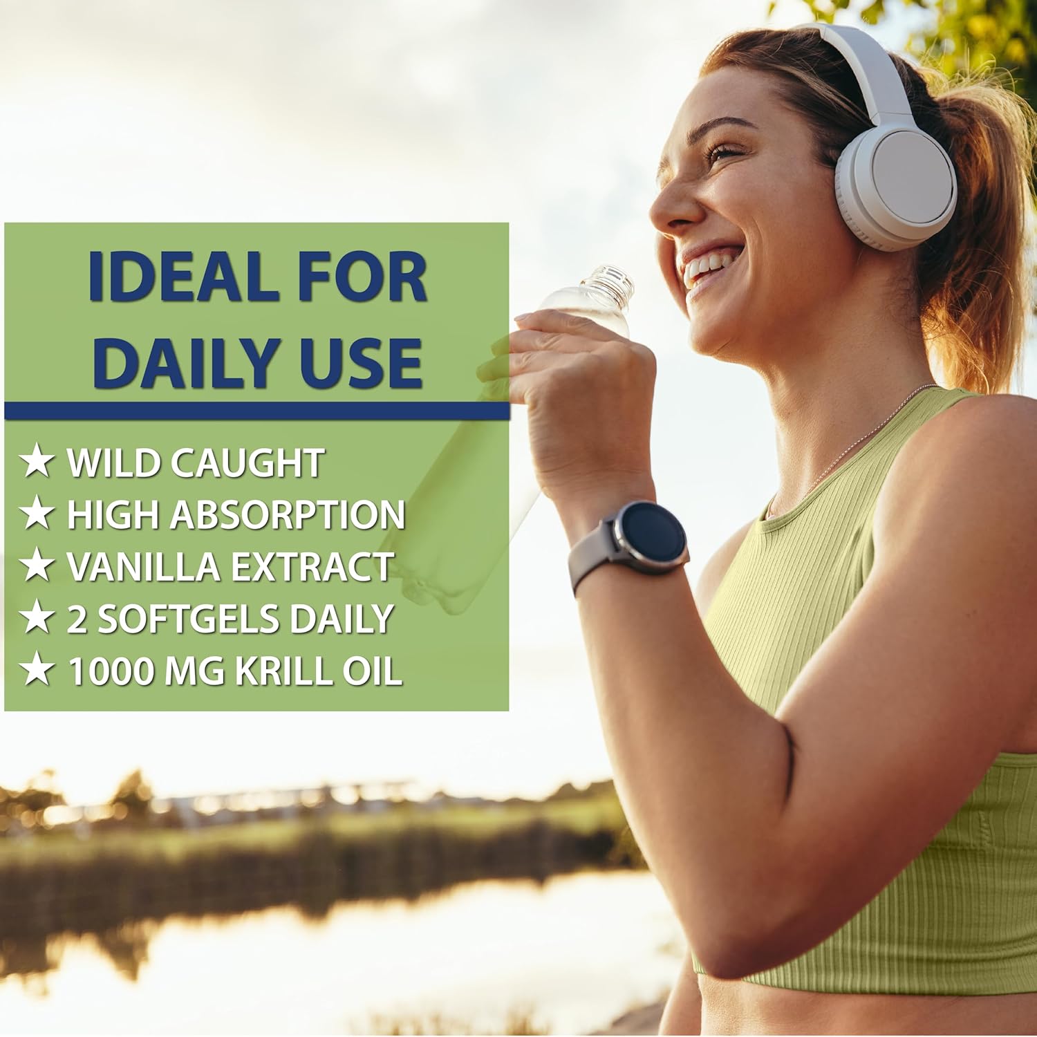 Antarctic Krill Oil Softgels for Active Men & Women | Omega-3 EPA, DHA, Astaxanthin | Joint, Heart, Skin & Memory Support | 1000mg 60ct